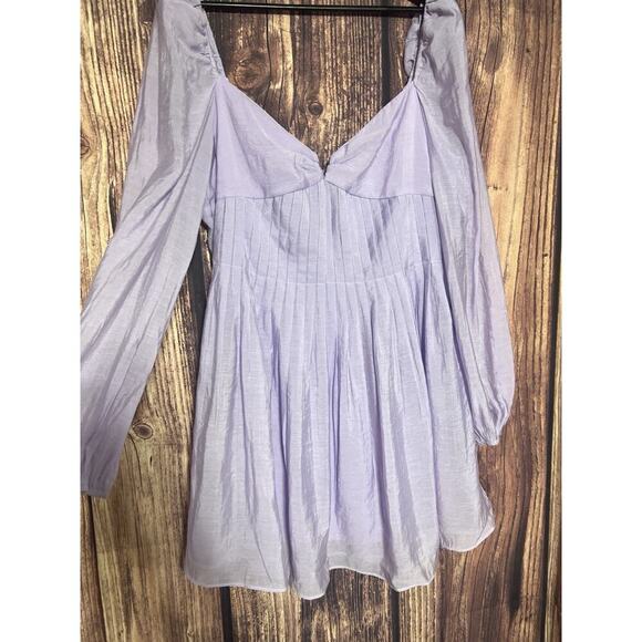 Astr the label Carina Mini dress lavender Sz XL Balloon Sleeves Party Open Back - Picture 4 of 13